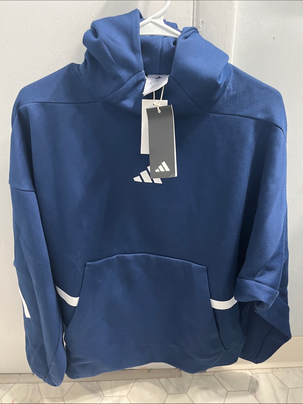 adidas Blue Hooded Pullover Sweatshirt